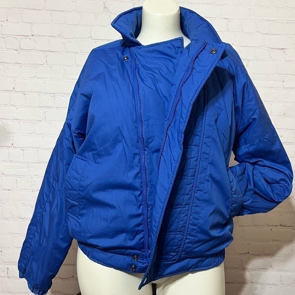 VINTAGE 90s blue Puffer Jacket Large Made in Korea Brand Grizzly GUC - Picture 7 of 16